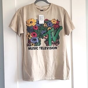 MTV Beige Floral Graphic Tee size medium